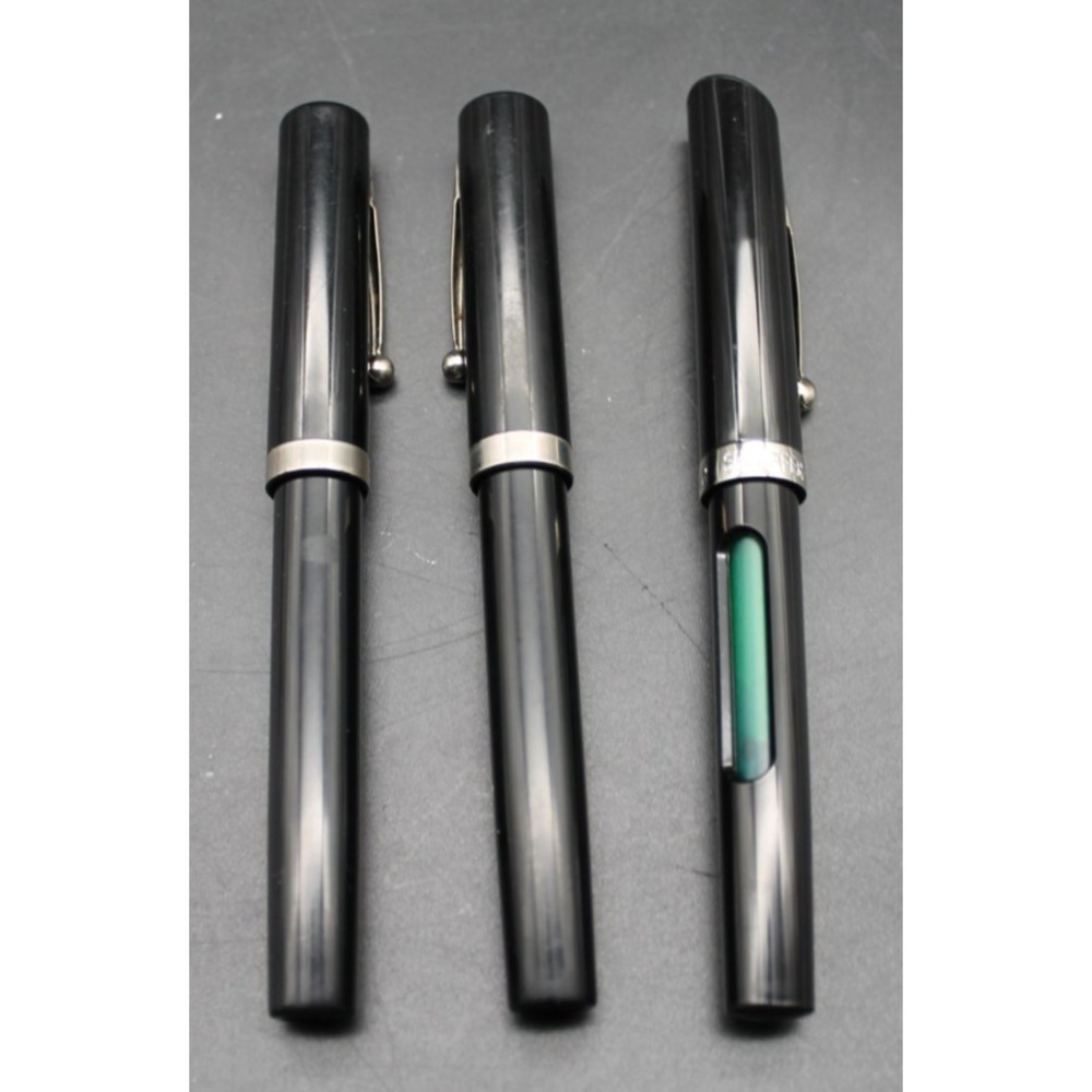 Lot of 3 Sheaffer Fountain Pens Black w Silver Trim Vintage Style
